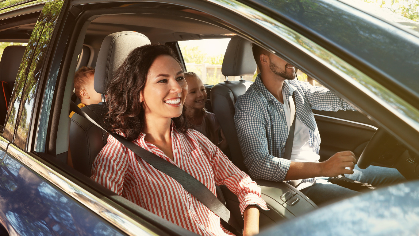 Parents traveling in a car