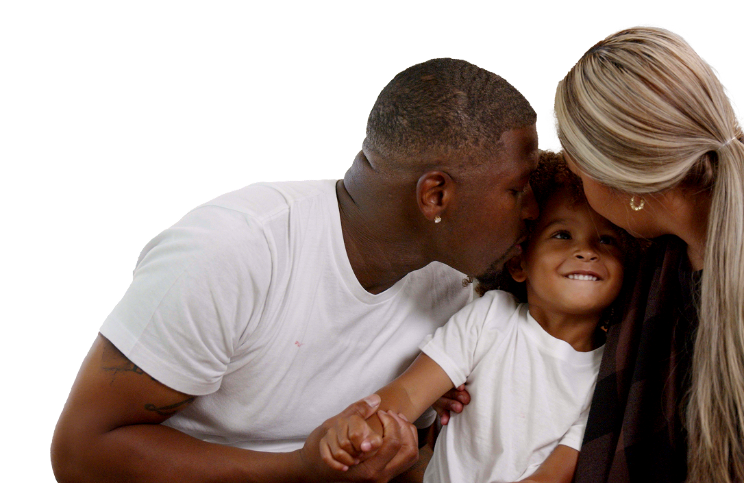 Family hugging